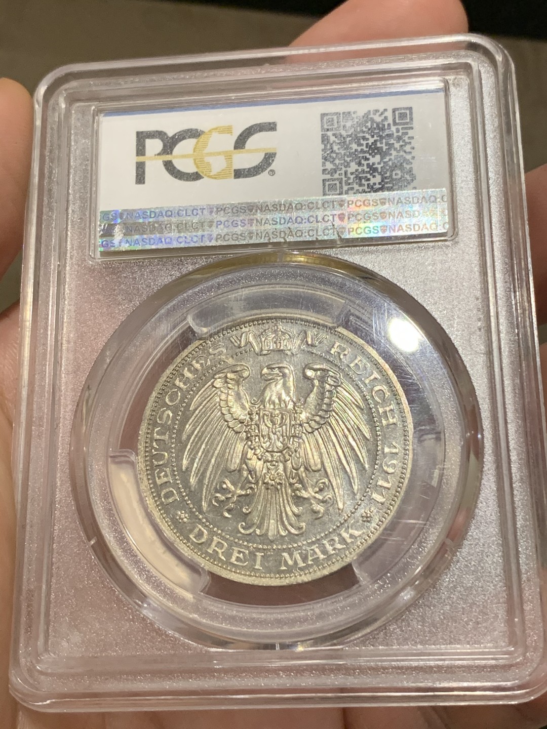 《竞宝斋》中天佳节（端午节特拍）6月12日-周日-第64场 PCGS PR64 德国1911年普鲁士布雷斯劳大学3精制3马克银币 凝霜镜面感十足