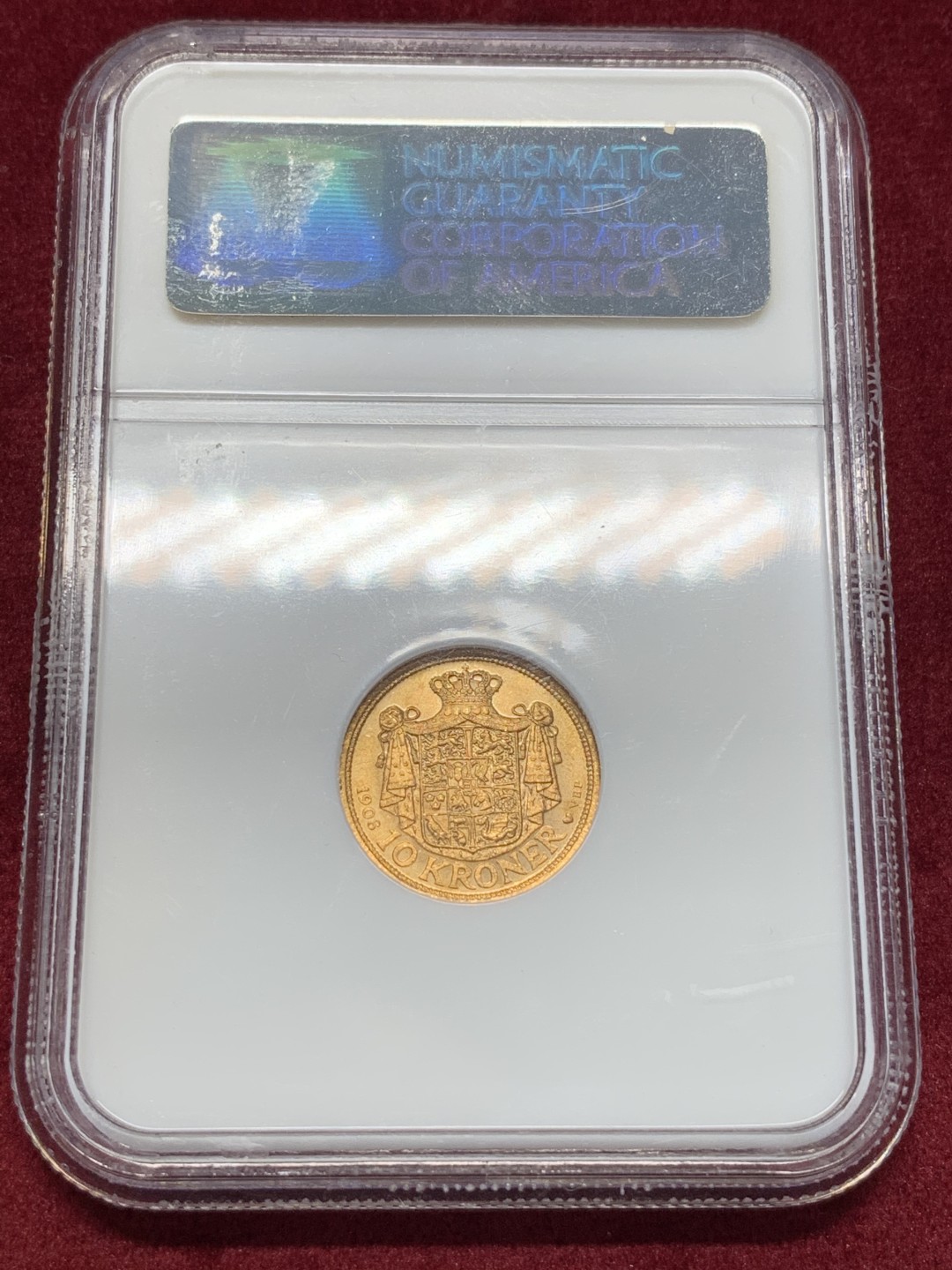 《竞宝斋》中天佳节（端午节特拍）6月12日-周日-第64场 NGC MS65 丹麦 1908年  弗雷德里希八世10克朗 金币 北欧货币联盟标准流通金币