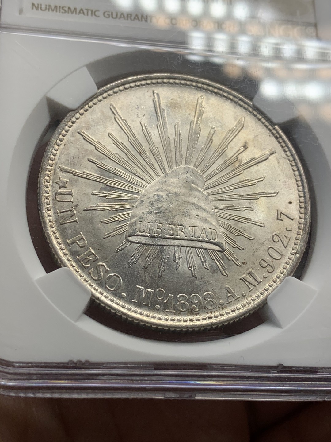 《竞宝斋》中天佳节（端午节特拍）6月12日-周日-第64场 NGC MS65  1898年 墨西哥 直边鹰洋银元 炫目光芒 难得状态 后铸版