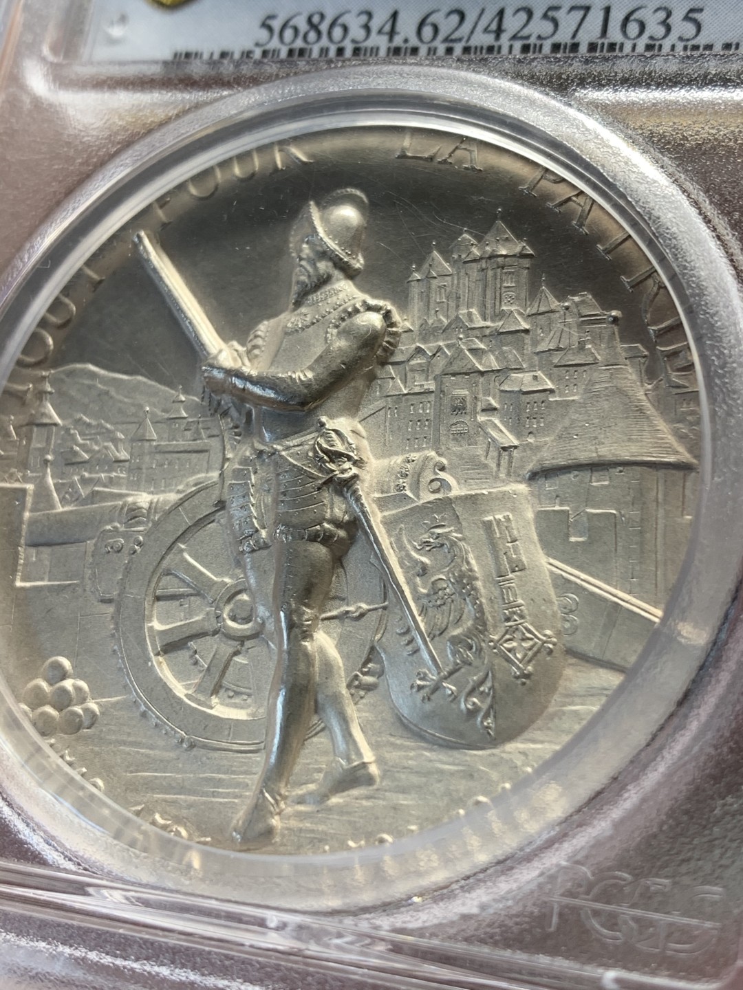 《竞宝斋》中天佳节（端午节特拍）6月12日-周日-第64场 PCGS SP62 瑞士1887年日内瓦射击节高浮雕精美大银章 加厚盒封装 越来越喜欢瑞士章了