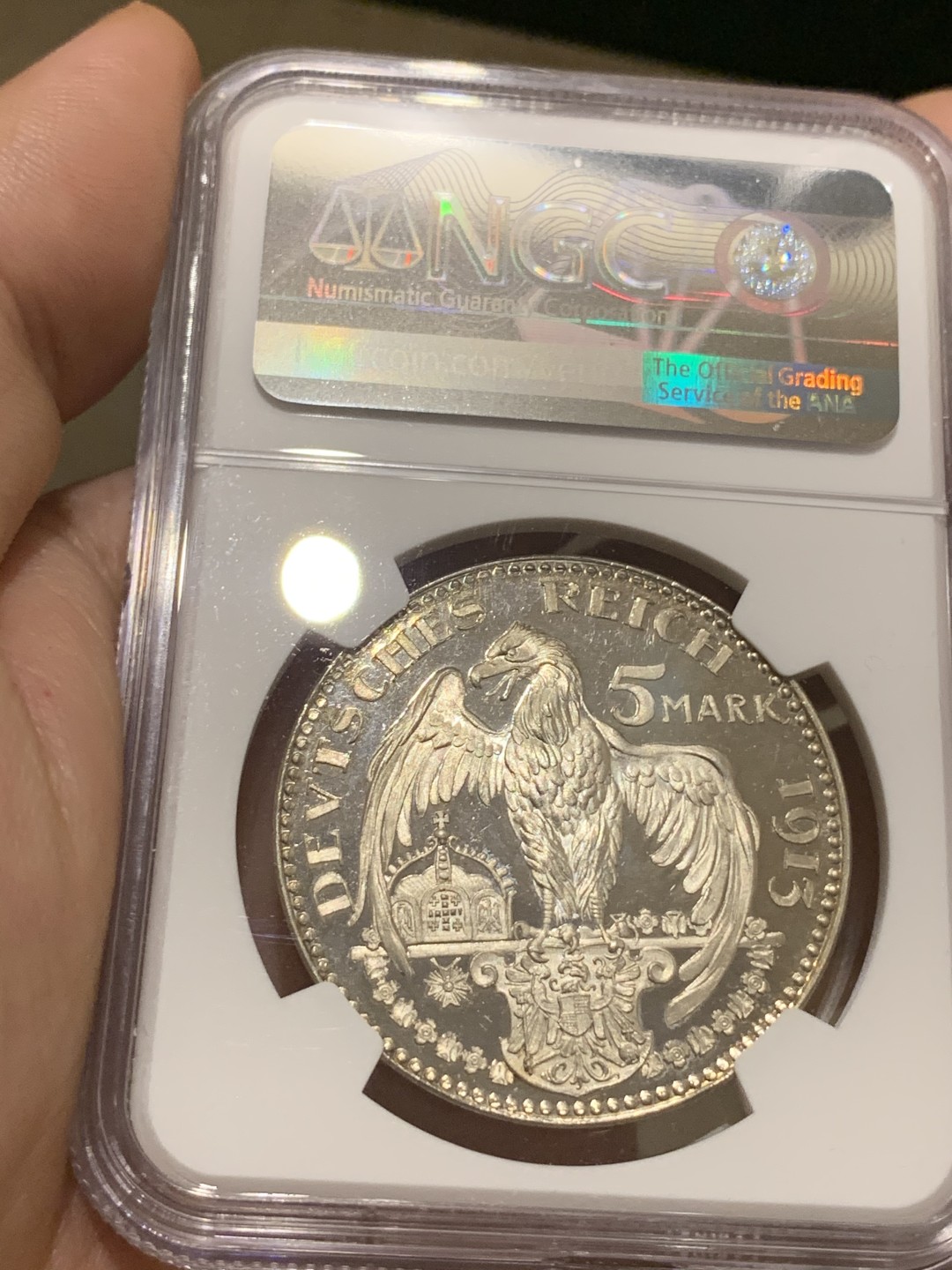 《竞宝斋》中天佳节（端午节特拍）6月12日-周日-第64场 冠军分 NGC-PF64 德国巴伐利亚 1913年 路德维希 5马克 镀银 样币 顶级藏品