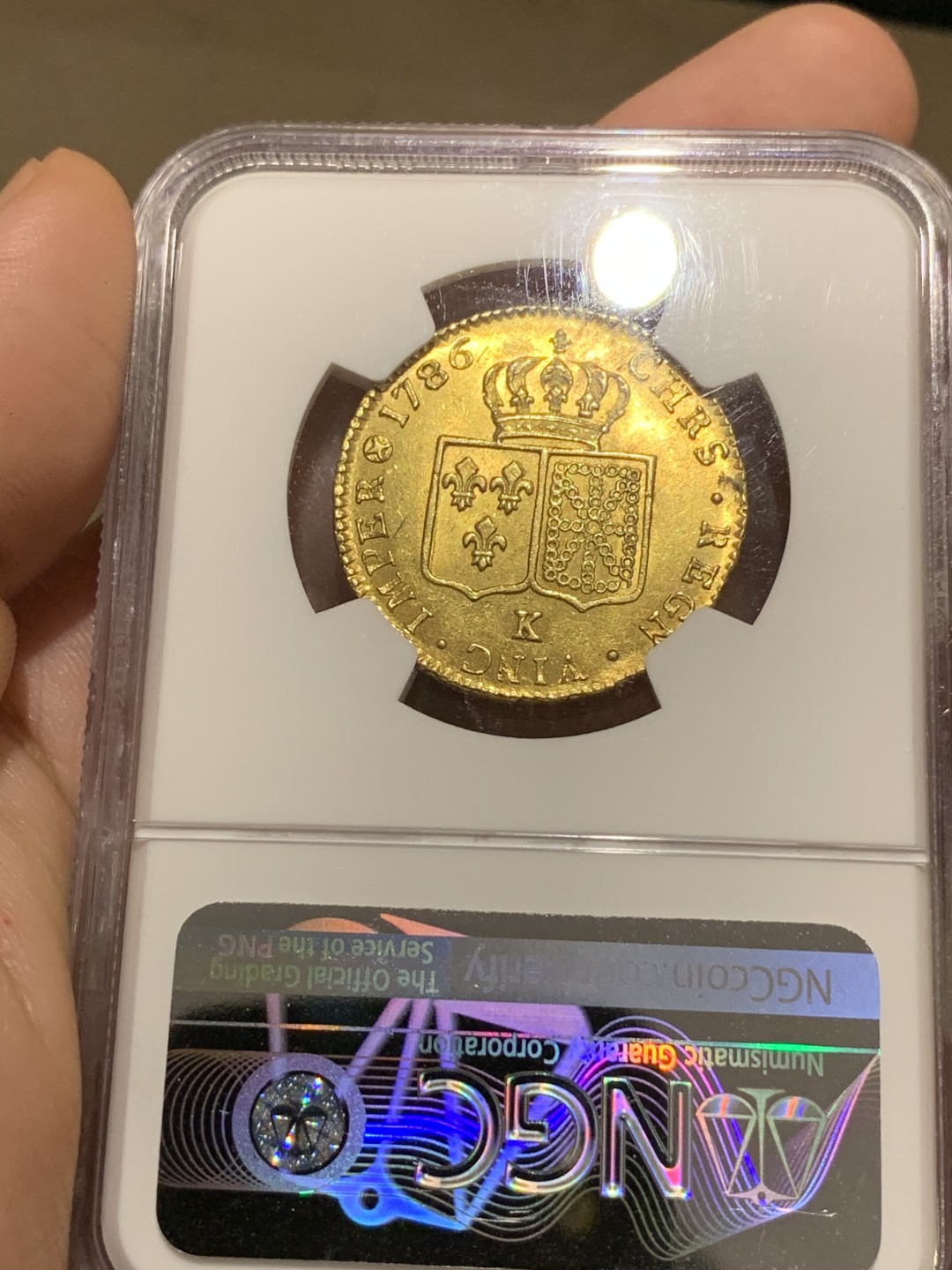 《竞宝斋》中天佳节（端午节特拍）6月12日-周日-第64场 NGC MS61 1786年法国路易十六2金路易 深打无减重，在同期法国币中非常难得，同分中的战斗机，15.3克，917金