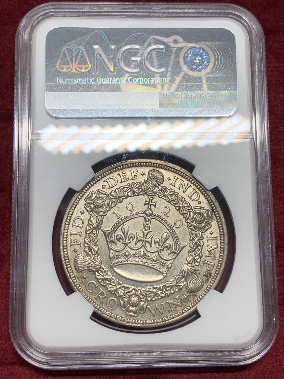 《竞宝斋》中天佳节（端午节特拍）6月12日-周日-第64场 NGC AU53 英国 1929年乔治五世 花冠克朗 银币 比较难得克朗