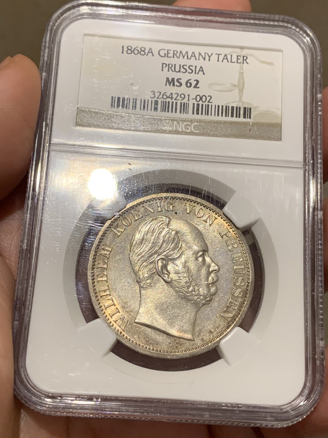 《竞宝斋》中天佳节（端午节特拍）6月12日-周日-第64场 NGC MS62 德国普鲁士 1868年 背鹰 1泰勒银币 PL感的质感 难得状态