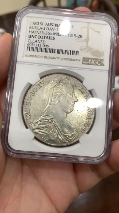 《竞宝斋》中天佳节（端午节特拍）6月12日-周日-第64场 NGC UNC评级 奥地利 1780年原铸大奶妈 米兰版 发行时间在1815-1828年 目录编号36a