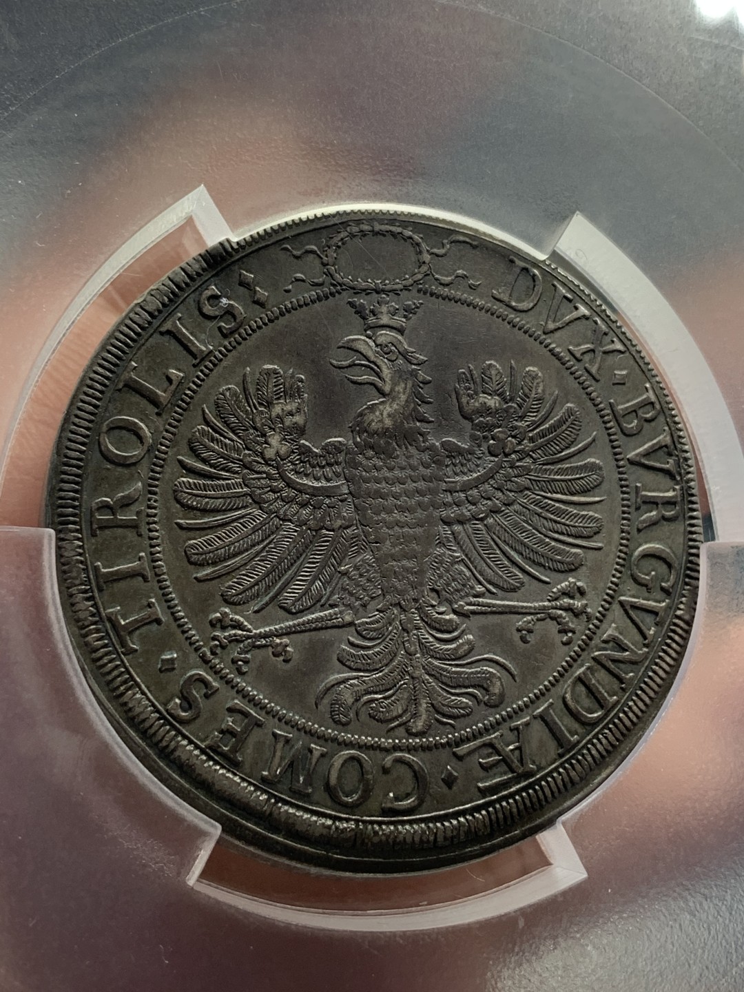 《竞宝斋》中天佳节（端午节特拍）6月12日-周日-第64场 PCGS AU50 神圣罗马帝国 1626年 利奥波德五世和美第奇大公大婚 2泰勒银币（重57） 纯黑深五彩包浆 没有铸裂，双面全深打 难得品相