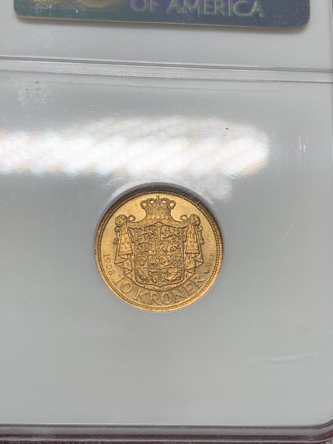 《竞宝斋》中天佳节（端午节特拍）6月12日-周日-第64场 NGC MS65 丹麦 1908年  弗雷德里希八世10克朗 金币 北欧货币联盟标准流通金币