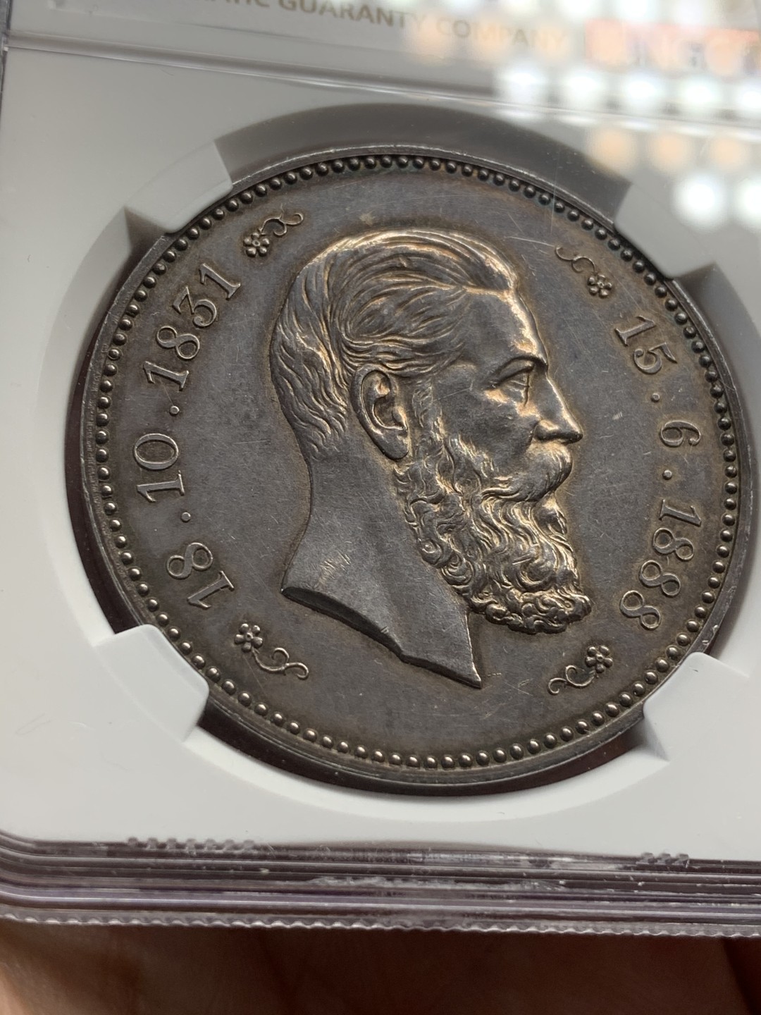 《竞宝斋》中天佳节（端午节特拍）6月12日-周日-第64场 NGC MS61 德国1888年 腓特烈三世逝世 日耳曼妮娅 纪念大银章 41MM 32克 首见   和1888三皇5马克绝配