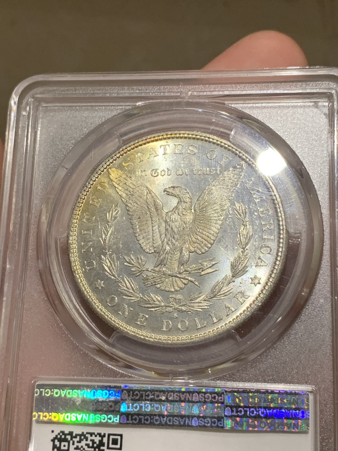 《竞宝斋》中天佳节（端午节特拍）6月12日-周日-第64场 PCGS MS65+ 美国摩根1880年 高分月牙彩 色谱完整难得一见 集光色于一身