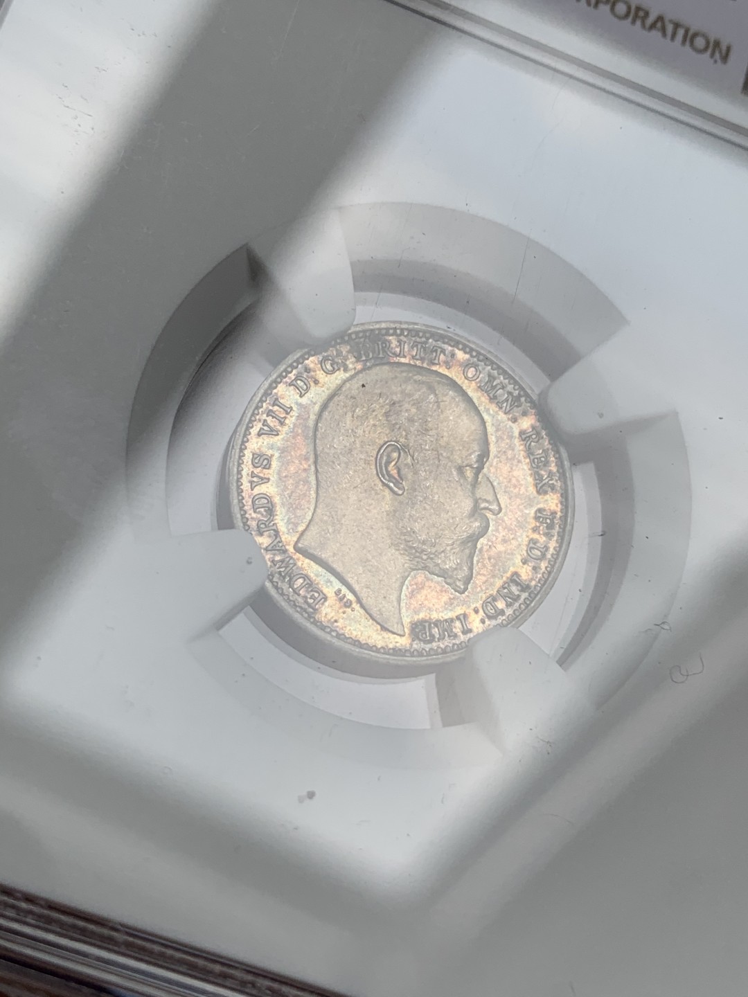 《竞宝斋》中天佳节（端午节特拍）6月12日-周日-第64场 NGC MS63-64 英国 1906年 爱七 灌足节 银币一套4枚，黑五彩包浆 整齐划一 状态均匀 不多见的年份 PL感十足 值得收藏