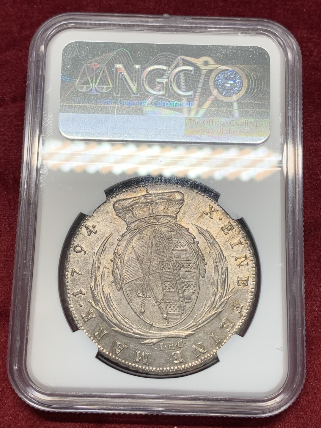 《竞宝斋》中天佳节（端午节特拍）6月12日-周日-第64场 NGC 唯一冠军 德国 1794年IEC版 萨克森泰勒大银币 底板凝霜 深打状态 鳞状纹饰清晰 没有同款弱打偏打减重痕迹等问题，值得拥有