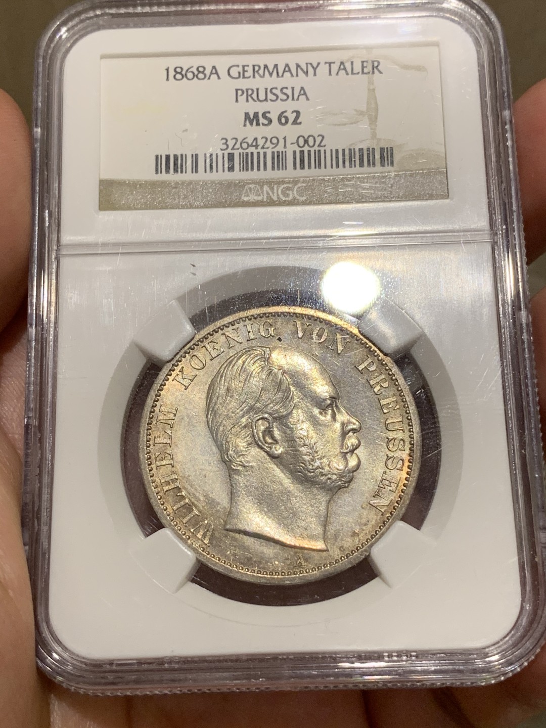 《竞宝斋》中天佳节（端午节特拍）6月12日-周日-第64场 NGC MS62 德国普鲁士 1868年 背鹰 1泰勒银币 PL感的质感 难得状态