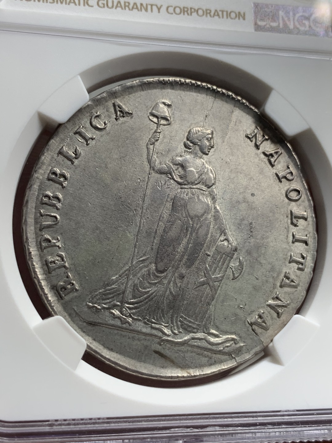 《竞宝斋》中天佳节（端午节特拍）6月12日-周日-第64场 NGC-AU58 1799年那不勒斯共和国12Carlini银币 同比状态极佳 暴涨罕见品种 最近一场MDC拍卖MS62分10000欧元落槌 含佣金约8.5W