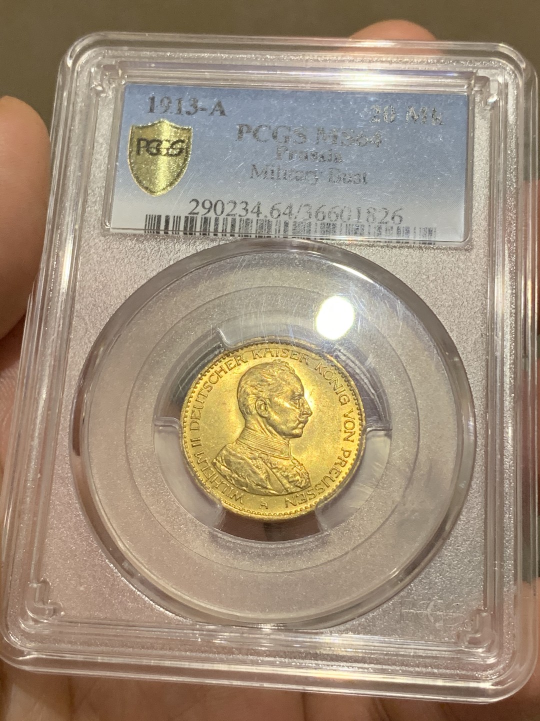 《竞宝斋》中天佳节（端午节特拍）6月12日-周日-第64场 PCGS MS64 德国 1913年 普鲁士 20马克 金币  高分好细节