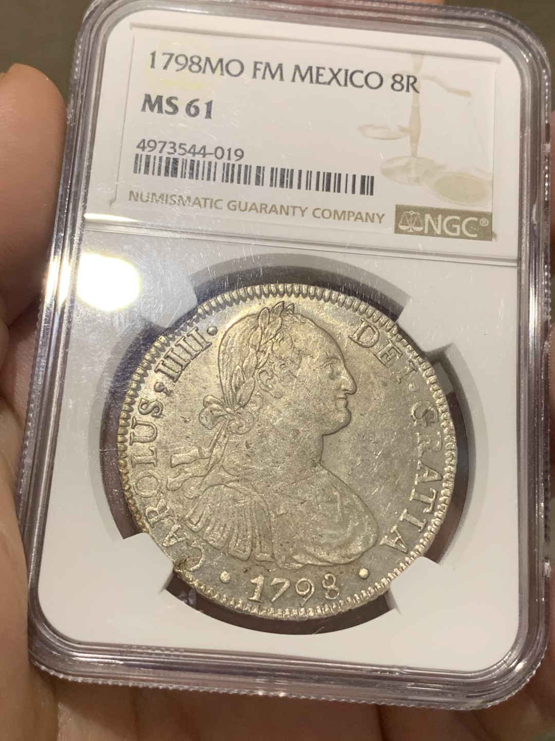 《竞宝斋》中天佳节（端午节特拍）6月12日-周日-第64场 NGC-MS61 墨西哥双柱 卡洛斯四世 1798 8里亚尔 卡四早期年份  熟悉面孔 不一样的状态 值得拥有