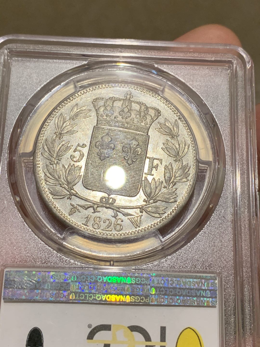 《竞宝斋》中天佳节（端午节特拍）6月12日-周日-第64场 第三名 PCGS-AU55 法国1826-W里尔厂 查理十世 5法郎 大银币 底光 细节一流 收藏级品相