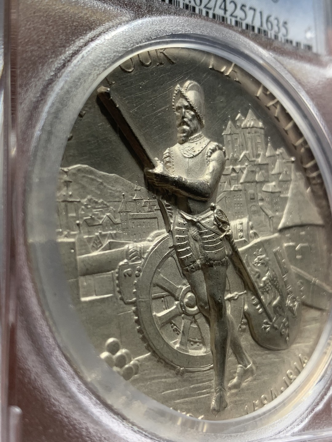 《竞宝斋》中天佳节（端午节特拍）6月12日-周日-第64场 PCGS SP62 瑞士1887年日内瓦射击节高浮雕精美大银章 加厚盒封装 越来越喜欢瑞士章了