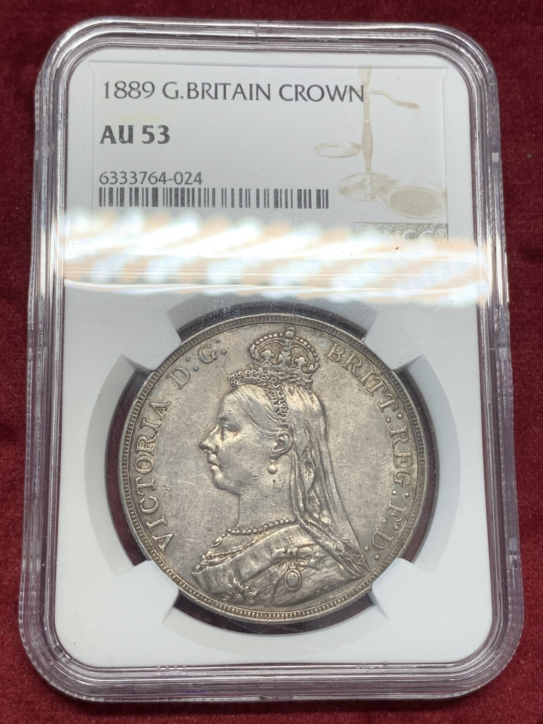 《竞宝斋》中天佳节（端午节特拍）6月12日-周日-第64场 NGC-AU53 英国1889 高冠马剑 深彩包浆 给分不容易