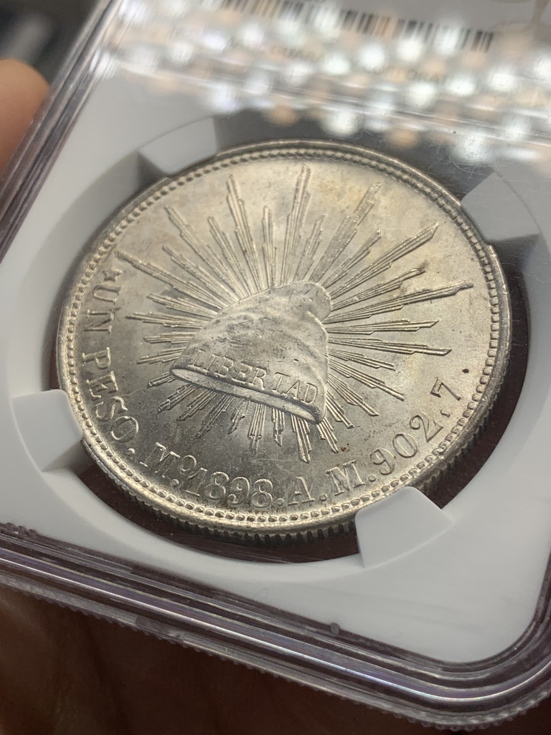 《竞宝斋》中天佳节（端午节特拍）6月12日-周日-第64场 NGC MS65  1898年 墨西哥 直边鹰洋银元 炫目光芒 难得状态 后铸版