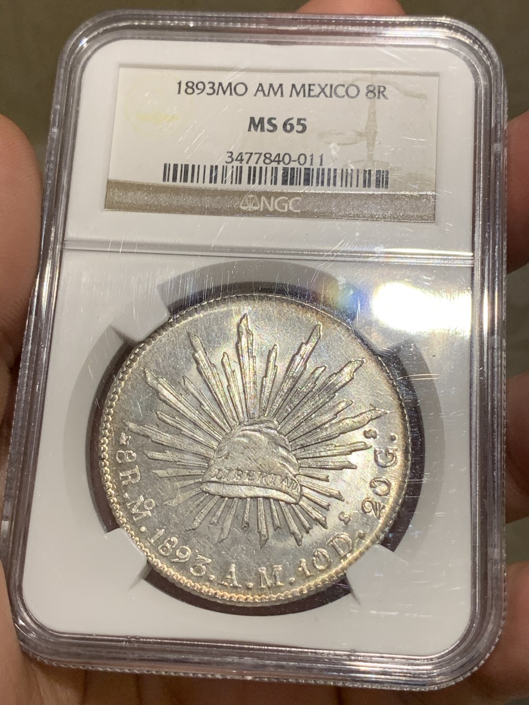 《竞宝斋》中天佳节（端午节特拍）6月12日-周日-第64场 NGC 亚军分  MS65 墨西哥 1893年  花边 鹰洋 双面深打 镜面效果 周圈淡金色包浆 一旦拥有 别无所求