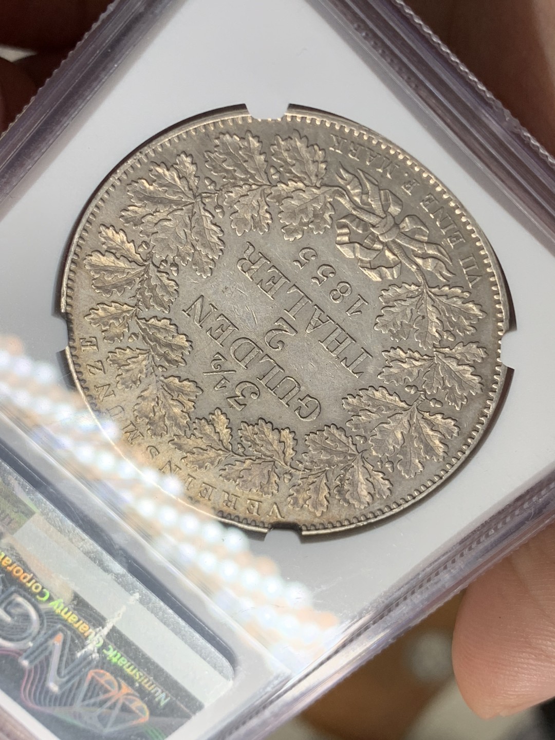 《竞宝斋》中天佳节（端午节特拍）6月12日-周日-第64场 NGC AU 德国 1855年 符腾堡 2泰勒 37克的大银币 细节非常不错，背面淡金色包浆 人物状态也不错