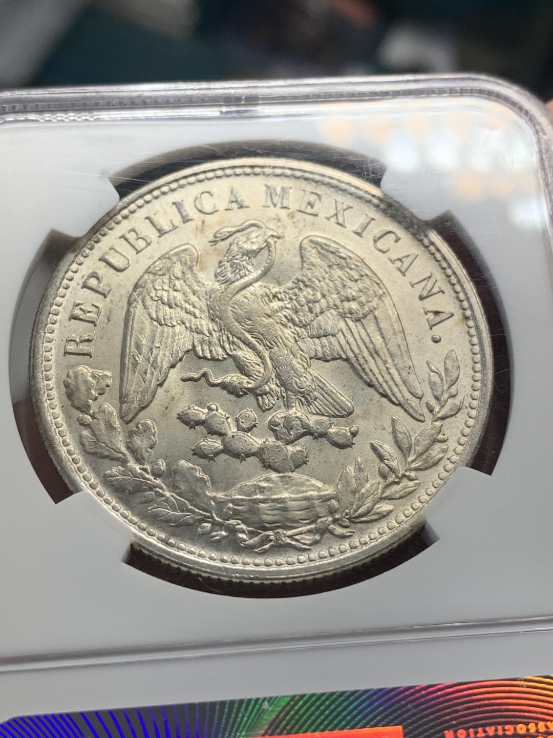 《竞宝斋》中天佳节（端午节特拍）6月12日-周日-第64场 NGC MS65  1898年 墨西哥 直边鹰洋银元 炫目光芒 难得状态 后铸版