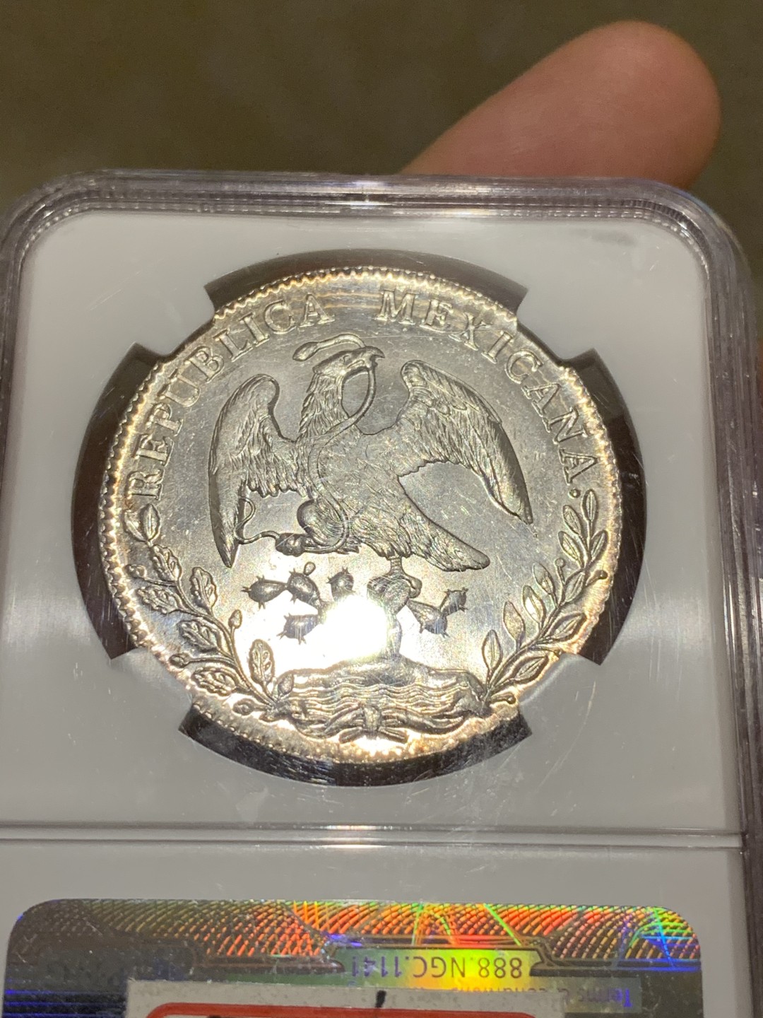 《竞宝斋》中天佳节（端午节特拍）6月12日-周日-第64场 NGC 亚军分  MS65 墨西哥 1893年  花边 鹰洋 双面深打 镜面效果 周圈淡金色包浆 一旦拥有 别无所求