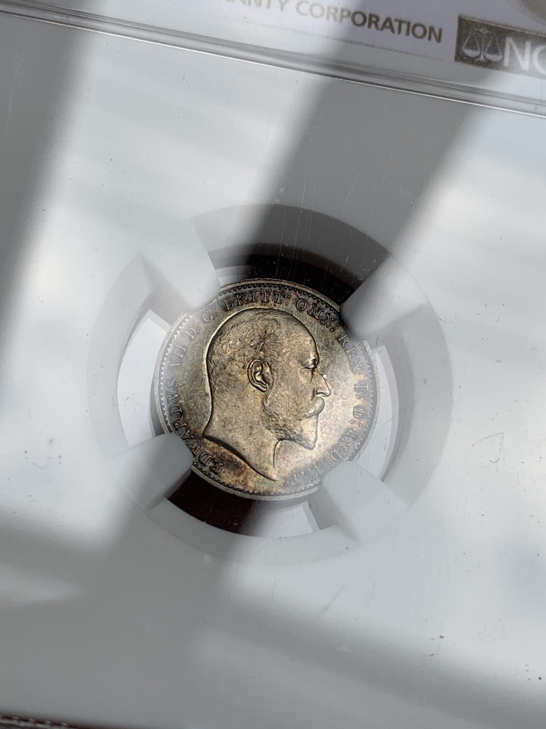 《竞宝斋》中天佳节（端午节特拍）6月12日-周日-第64场 NGC MS63-64 英国 1906年 爱七 灌足节 银币一套4枚，黑五彩包浆 整齐划一 状态均匀 不多见的年份 PL感十足 值得收藏