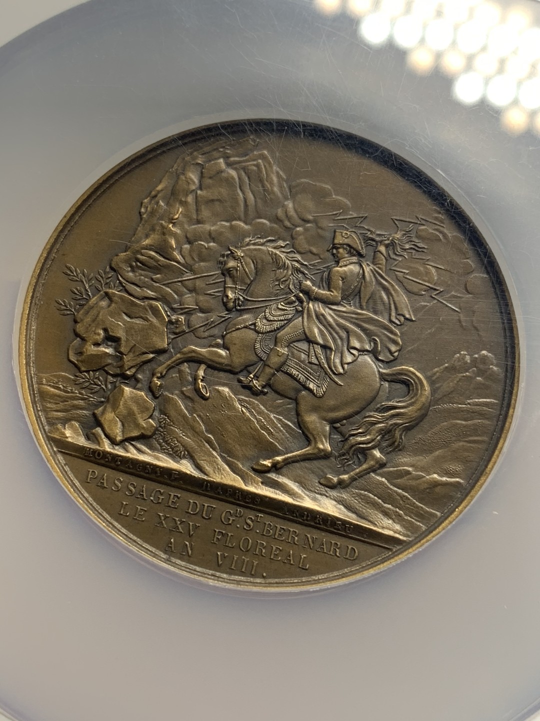 《竞宝斋》中天佳节（端午节特拍）6月12日-周日-第64场 NGC MS62 法国1800年拿破仑一世马伦哥战役纪念大铜章 N大盒封装 精美大气 经典品种