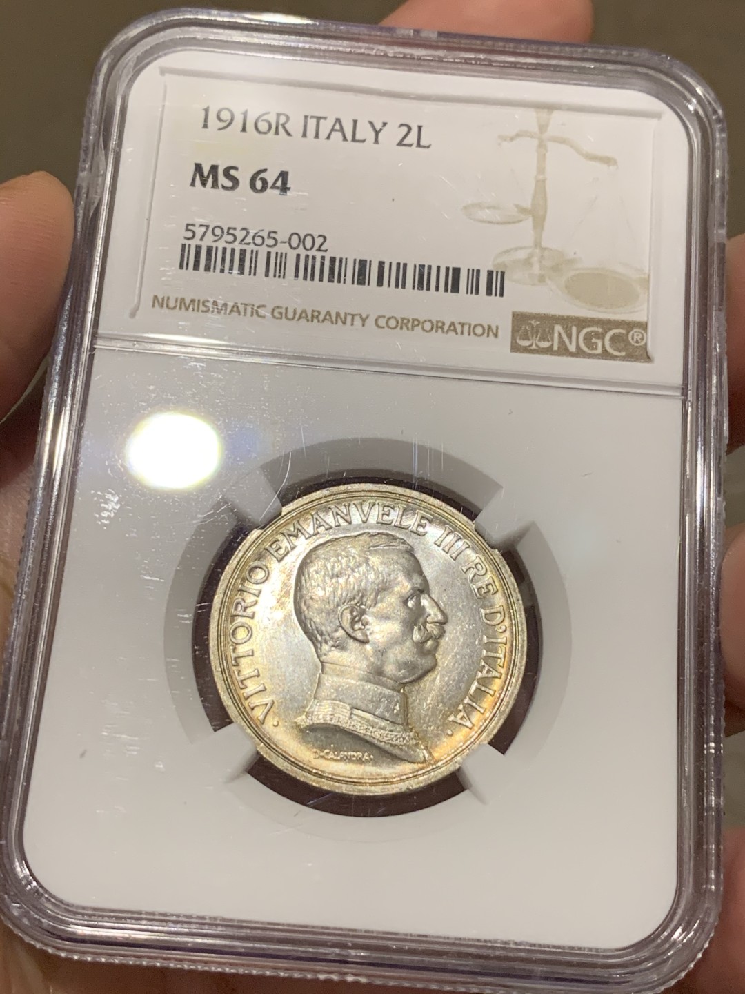 《竞宝斋》中天佳节（端午节特拍）6月12日-周日-第64场 NGC-MS64 意大利 1916R 2里拉银币 胜利女神马车女神 背面细节完好清晰 顶级品相！可以收藏