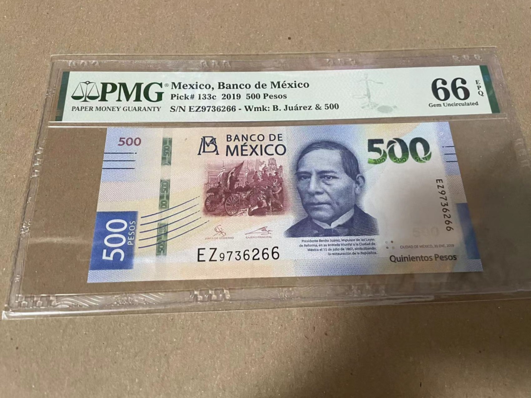 【Blue Auction】✨世界纸币精拍第192期——大蚂蚁&大胡子 墨西哥 2019年500比索 PMG66EPQ 