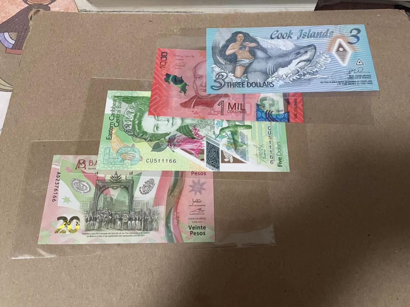 【Blue Auction】✨世界纸币精拍第192期——大蚂蚁&大胡子 【一组4张均66尾】库克、哥斯达黎加、墨西哥、东加勒比纸币一组 全新UNC