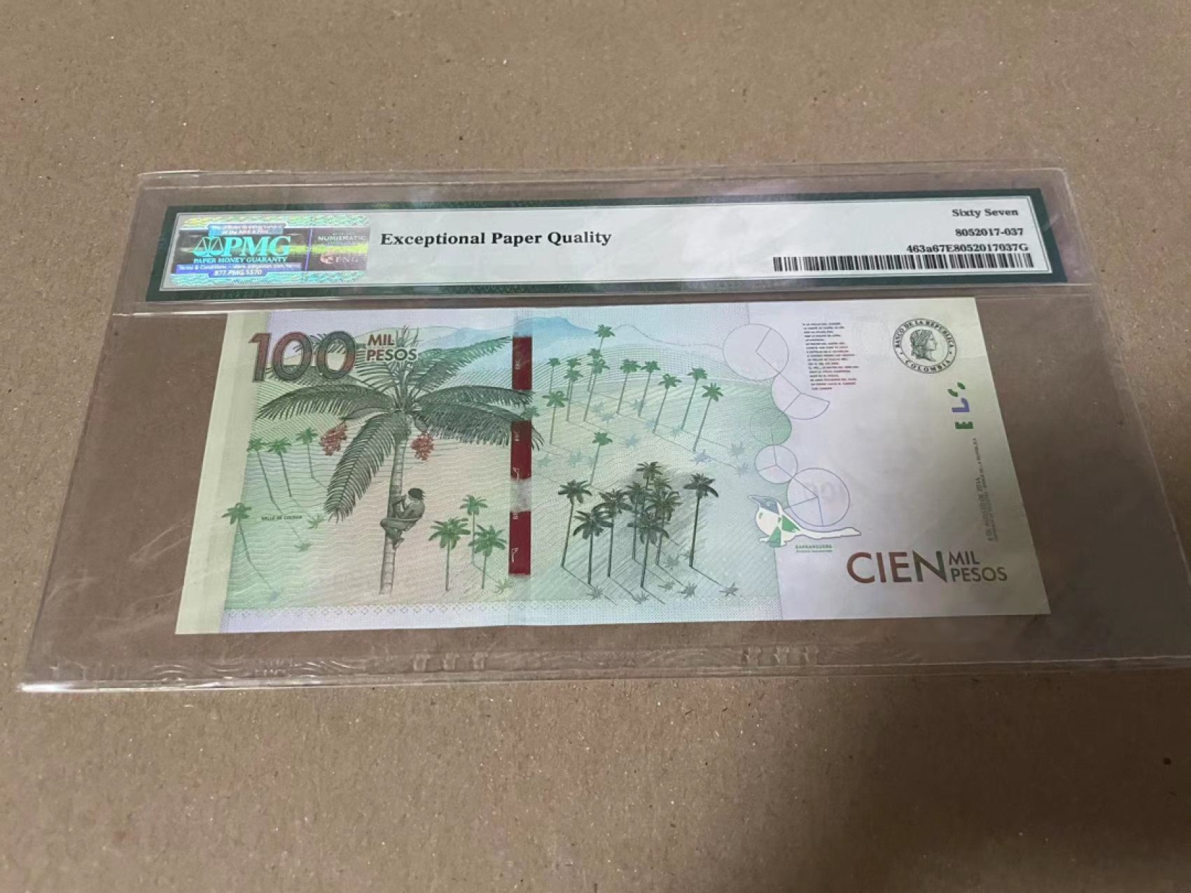 【Blue Auction】✨世界纸币精拍第192期——大蚂蚁&大胡子 【AA冠无47】哥伦比亚 2014年10万比索 PMG67EPQ 