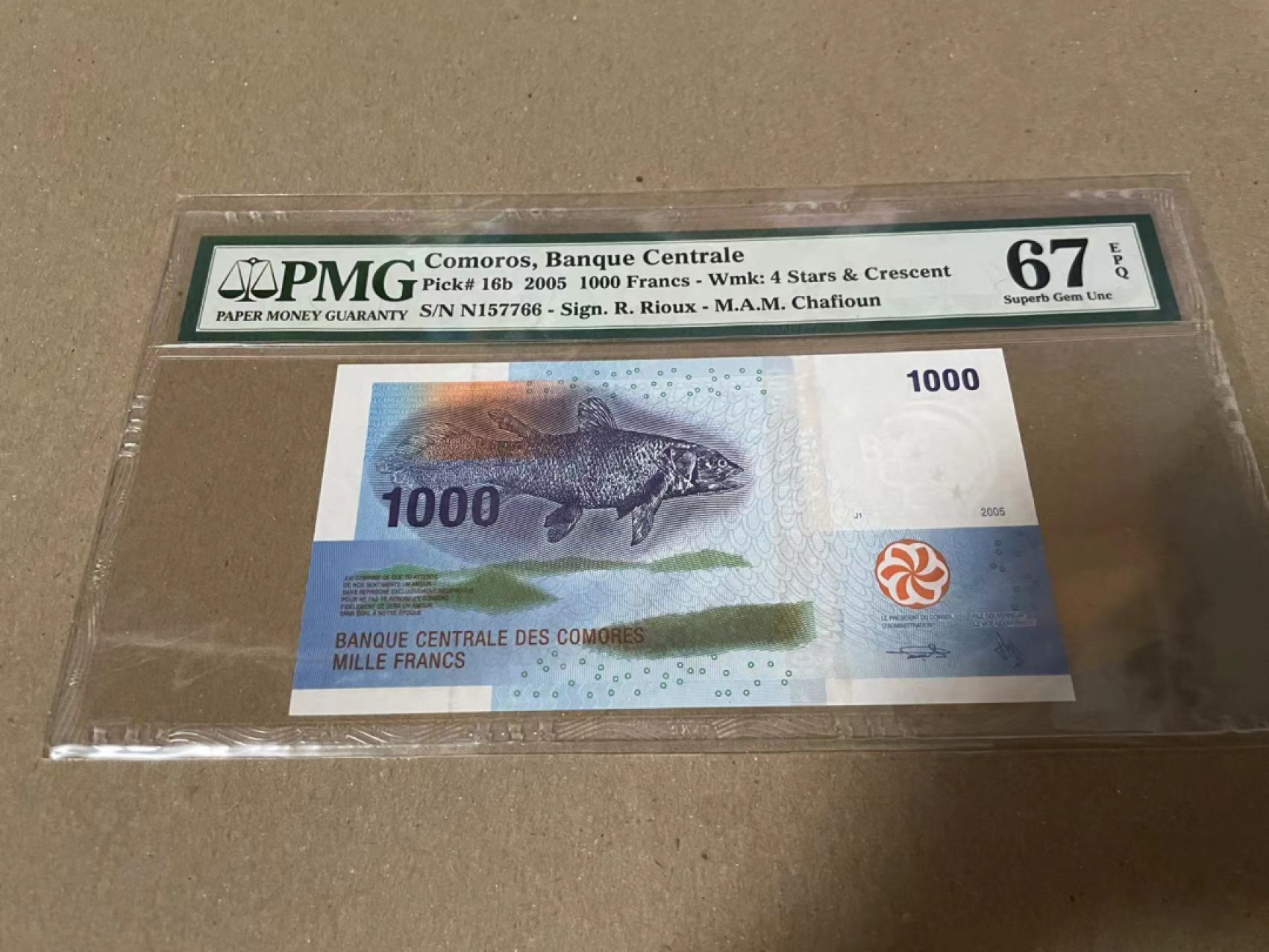 【Blue Auction】✨世界纸币精拍第192期——大蚂蚁&大胡子 科摩罗 2005年1000法郎 PMG67EPQ