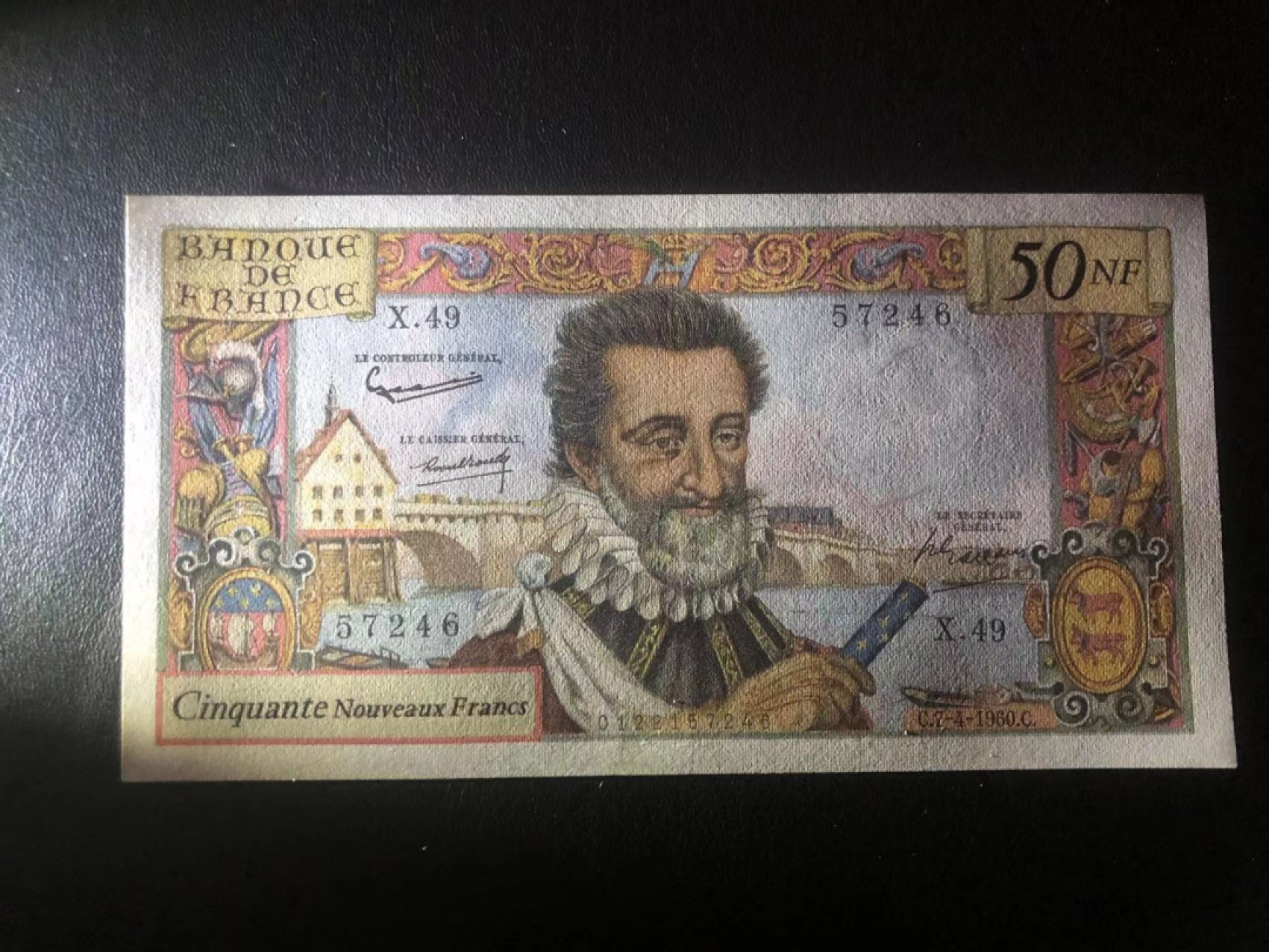 【Blue Auction】✨世界纸币精拍第192期——大蚂蚁&大胡子 法国 1960年50新法郎 亨利四世 AU品相 精美