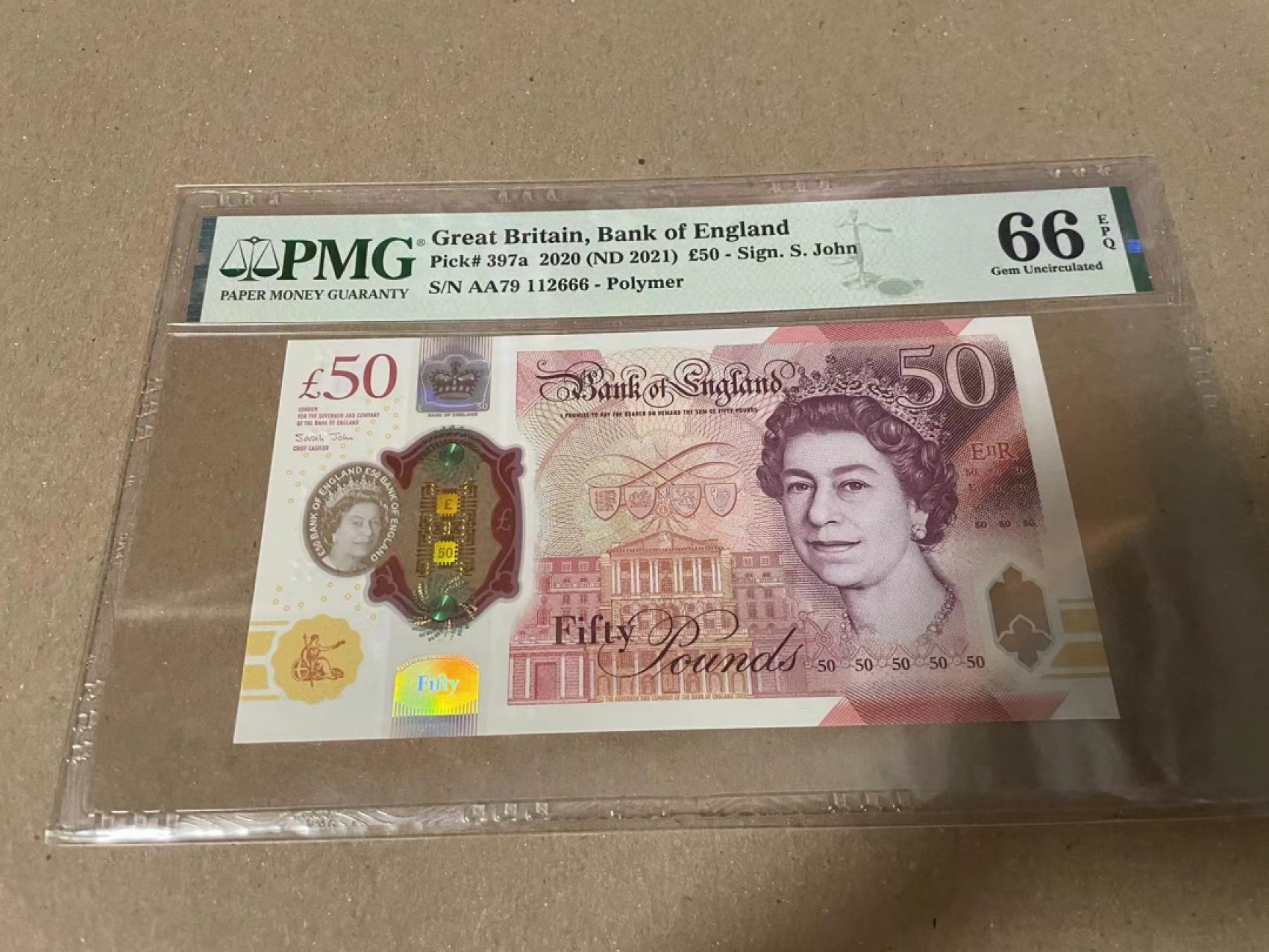 【Blue Auction】✨世界纸币精拍第192期——大蚂蚁&大胡子 【666豹子号】英国 2020年50镑 PMG66EPQ 