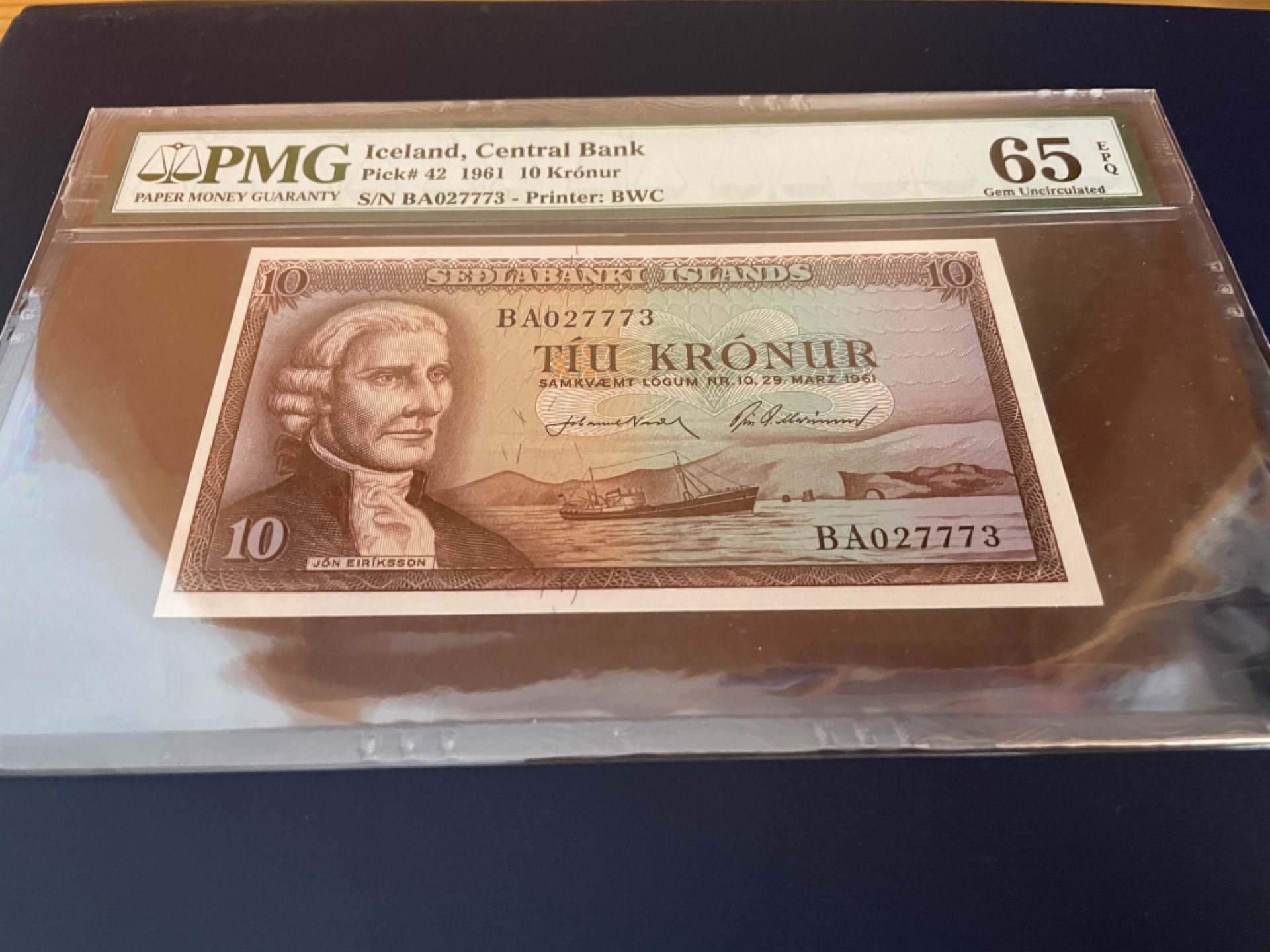 【Blue Auction】✨世界纸币精拍第192期——大蚂蚁&大胡子 冰岛 1961年10克朗 PMG65EPQ BWC出品