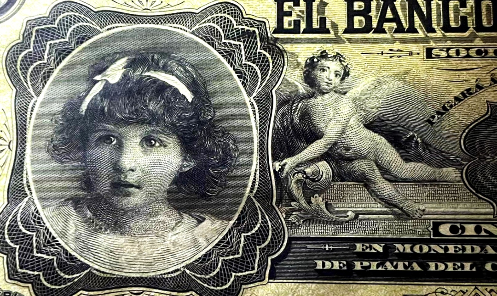 【Blue Auction】✨世界纸币精拍第192期——大蚂蚁&大胡子 【百年风云】墨西哥 1911年5比索 雕刻非常漂亮 小女孩 天使 执剑女神 全新UNC