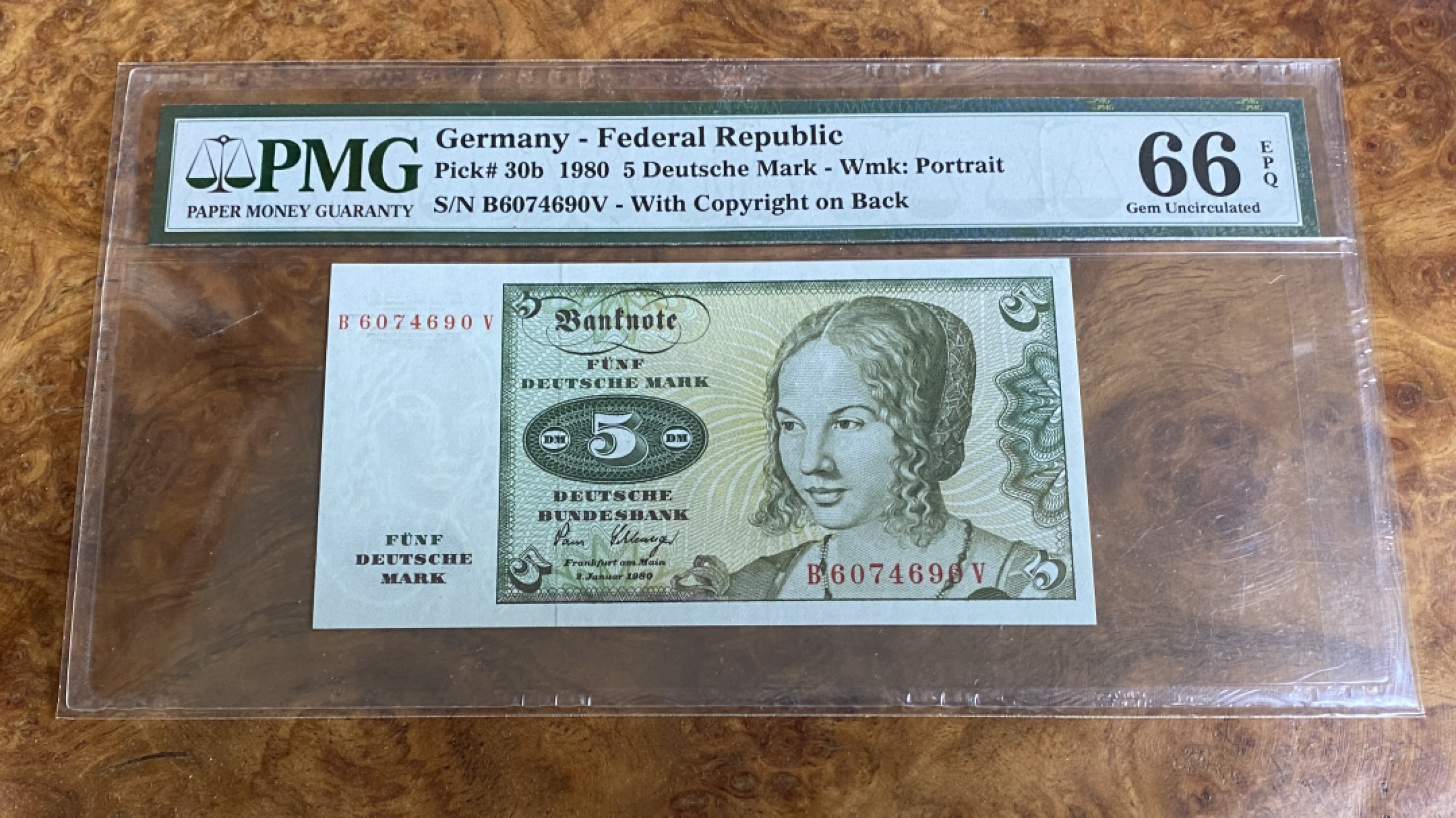 Chase Auction 第13期 - - 中外纸币、民国钞联拍！ 1980年德国5马克，PMG66分！