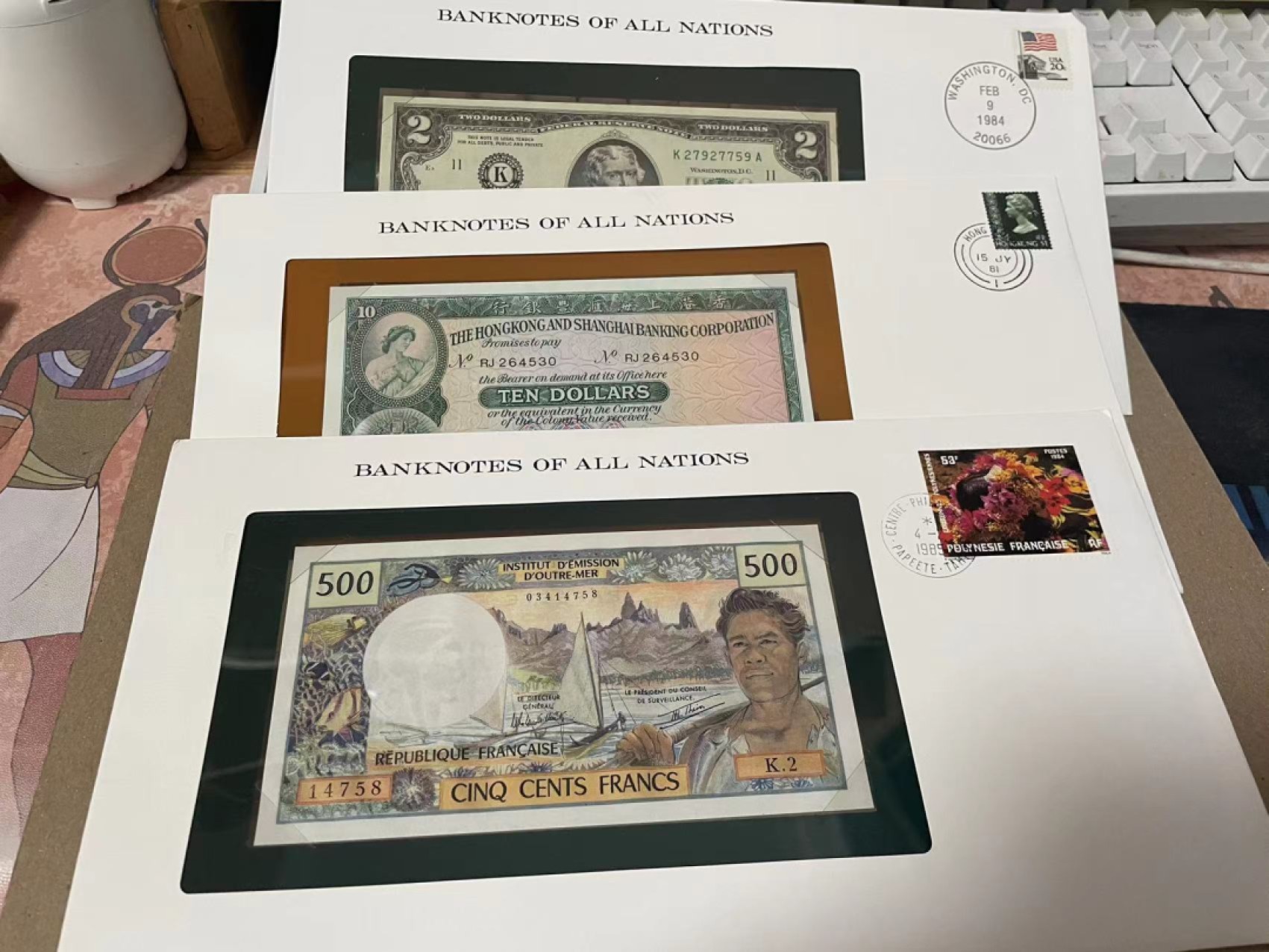 【Blue Auction】✨世界纸币精拍第192期——大蚂蚁&大胡子 【一组3张】美国、香港、法属太平洋邮币封一组（外包装可能有瑕疵） 