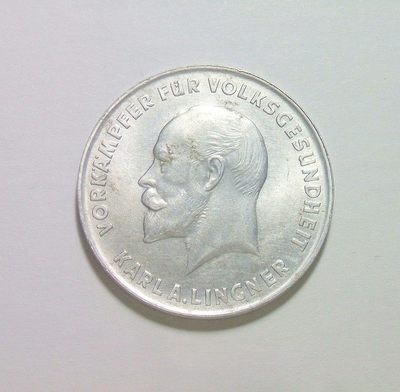 德国1932年 漱口水发明家企业家卡尔林格纳 5积分代用币 开卷原光 - 德国1932年 漱口水发明家企业家卡尔林格纳 5积分代用币 开卷原光