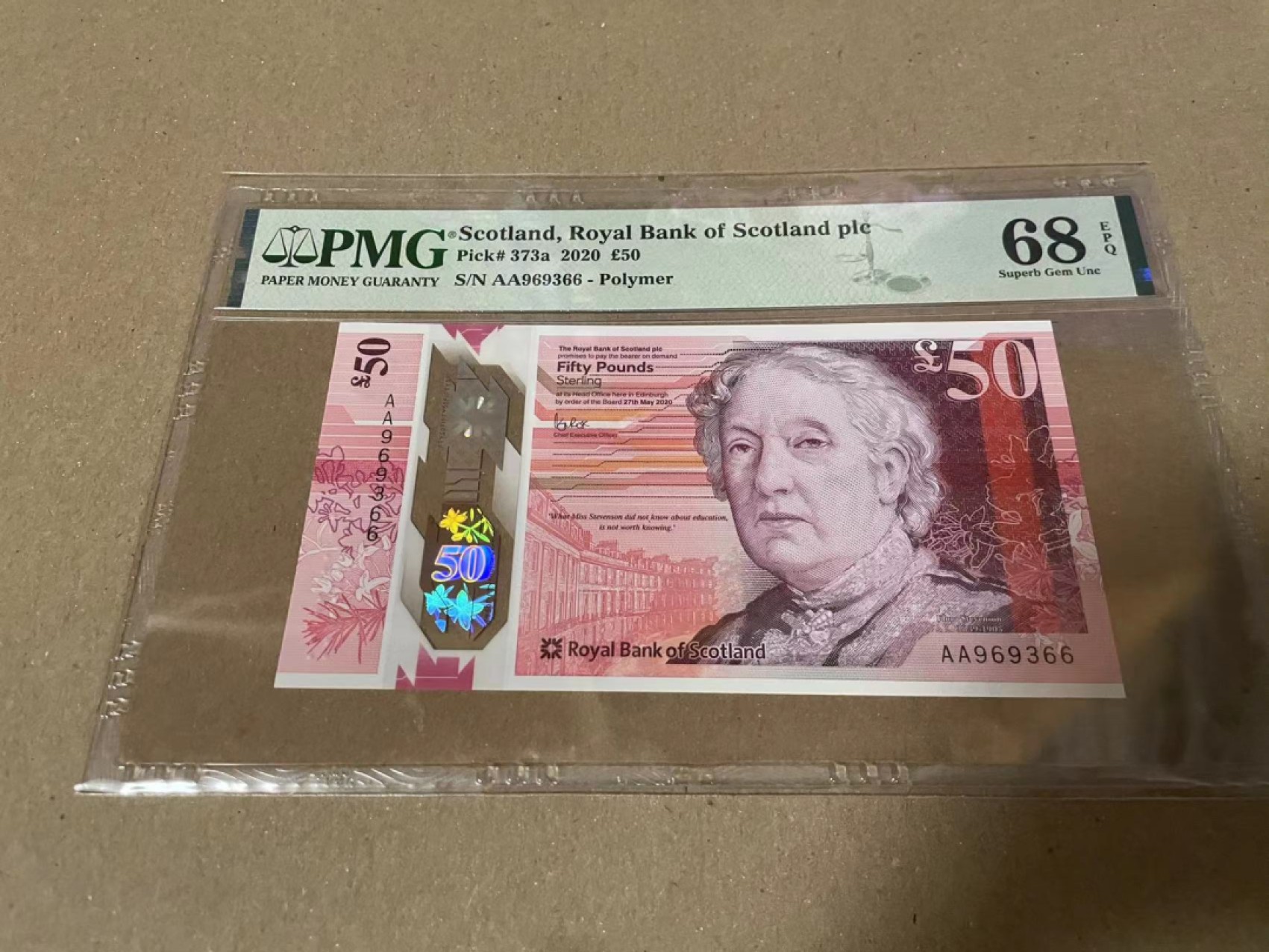 【Blue Auction】✨世界纸币精拍第192期——大蚂蚁&大胡子 【AA冠无47高分】苏格兰 2020年50镑 PMG68EPQ
