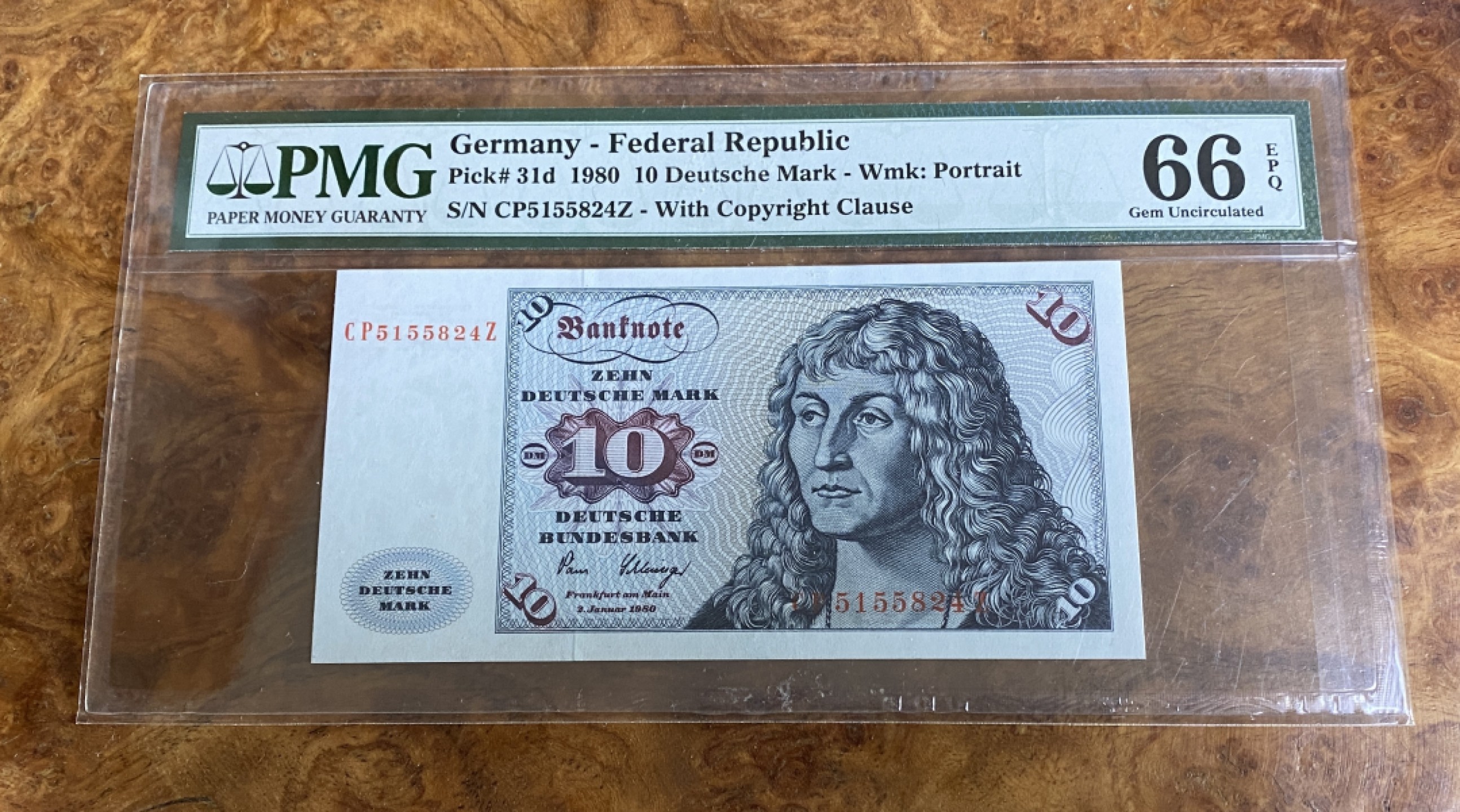 Chase Auction 第13期 - - 中外纸币、民国钞联拍！ 1980年德国10马克，PMG66分！