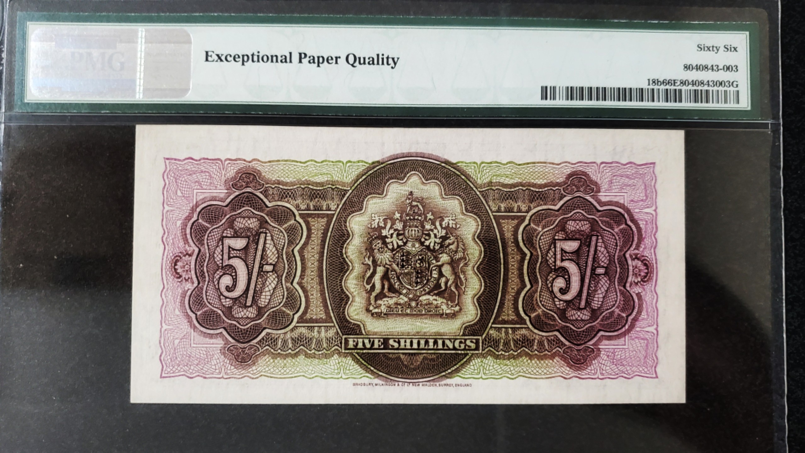 Chase Auction 第13期 - - 中外纸币、民国钞联拍！ 1957年百慕大5先令，青年女王头像，PMG66分，德纳罗出品！
