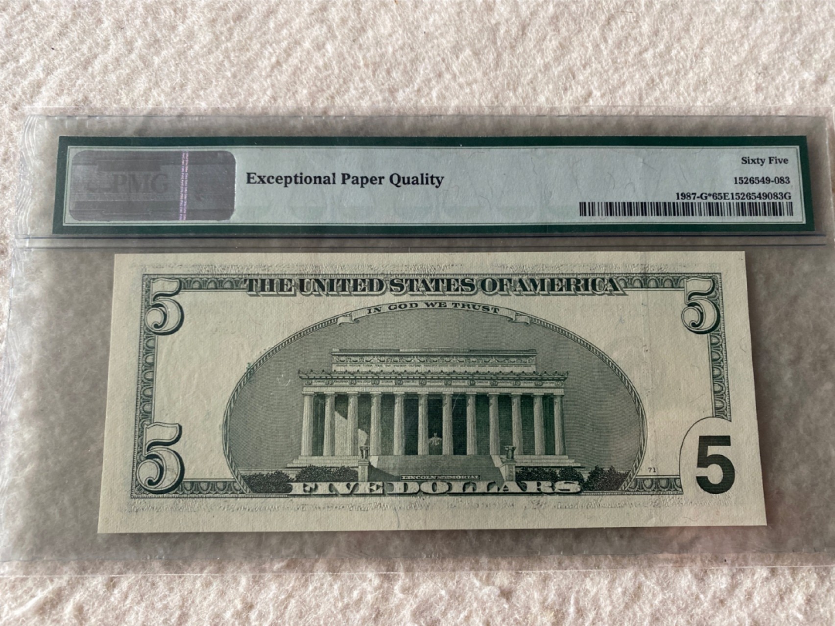 收藏联盟Quantum Auction第167期拍卖 今晚开拍 欢迎参与关注哦 1999年美国大头版5美元 万位星补号 PMG65E