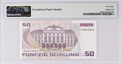 《张总收藏》61期——冠军外币 奥地利50先令PMG68E亚军分无47尾6 1986-87年 心理学家弗洛伊德