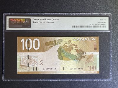 《张总收藏》61期——冠军外币 加拿大100元 PMG66E 2004年旅版 雷达号