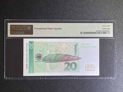 《张总收藏》61期——冠军外币 德国20马克 PMG68E 1993年 补号 冠军分