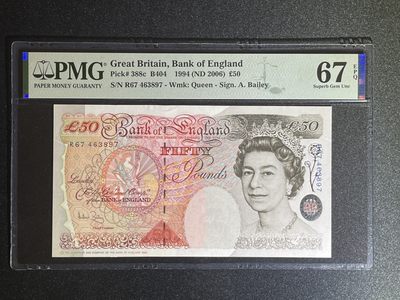 《张总收藏》61期——冠军外币 英格兰50镑 PMG67E E序列 P-388c