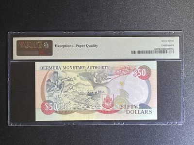 《张总收藏》61期——冠军外币 百慕大50元 PMG67E 1992年 哥伦布登陆美洲500周年纪念钞